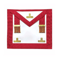Apron Masonik Ritus Skotlandia Putih & Merah dengan Sabuk yang Dapat Disesuaikan, Bordir Mesin, Perlengkapan Masonik, Apron Skotlandia