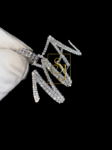 Trendy SHRAMAN DIAMOND 14K White <b>Solid</b> <b>Gold</b> Rhodium Plated Minimalist Custom Letter Name Necklace VVS Fine <b>Pendants</b> Charms - Product Image 5