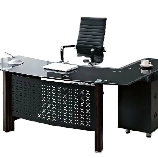 Офисный стол обычного размера современная офисная мебель металл + стекло офисный стол босс исполнительный l-образный стол