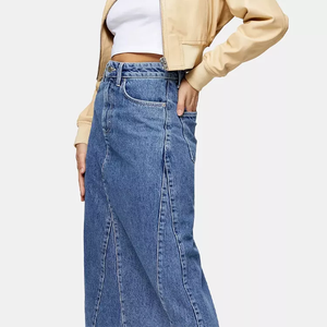 New Arrival Ladies High Quality Blue Jeans Overall Dress for Women Classical Skirt Wholesale Long Womens Colored Denim Skirt - Product Image 3