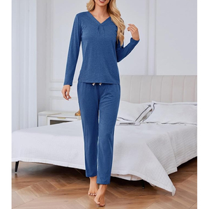 Women's Nightgown Lounge Set 100% Silk Velour Solid <b>Spaghetti</b> Strap Top and <b>Long</b> Pants Sleepwear - Product Image 4