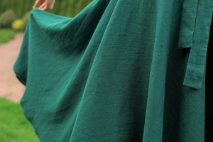 New Arrival Green Cotton Kaftan Formal V-neck Short Sleeve Midi <b>Dress</b> <b>Below</b> <b>the</b> <b>Knee</b> Wedding Guest <b>Dress</b> for Women - Product Image 6