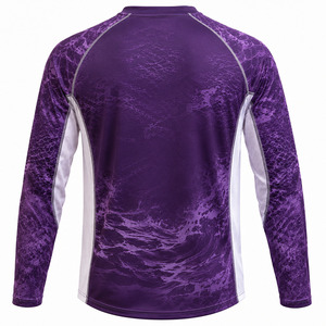 เสื้อตกปลาแขนยาวสีม่วงพลัมเข้มสำหรับผู้ชาย OEM แบบกำหนดเอง UPF 50+ แห้งเร็ว ผลิตจากโพลีเอสเตอร์ตาข่าย สำหรับนักตกปลาในทัวร์นาเมนต์ - Product Image 3