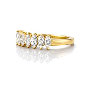 Bague de fiançailles demi-éternité en or massif 10K 14K 18K avec diamant de laboratoire taille marquise, couleur DEF, clarté VS VVS, certifié IGI, vente en gros - Product Image 2