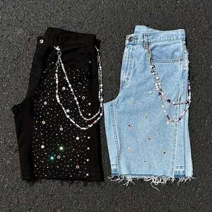 Shorts de Mezclilla para Hombre al por Mayor, Shorts de Diseñador con Pedrería, Estilo Urbano - Product Image 1