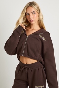 Survêtement personnalisé pour femme avec fermeture éclair, DTF OEM, ensemble décontracté deux pièces en polyester et coton, veste et pantalon, vêtements streetwear - Product Image 3