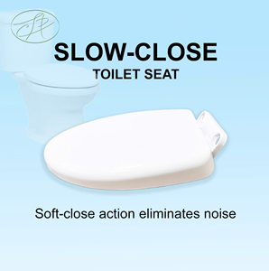 Asiento de inodoro antigolpe de PP con tapa silenciosa Diseño de fácil limpieza para baños modernos Forma alargada - Product Image 5