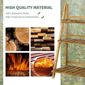 Support à plantes pliable en bois à 3 niveaux de 24 po x 15 po, étagère de rangement intérieure et extérieure pour balcon, jardin, terrasse - Product Image 4