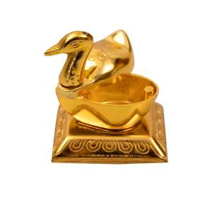 Caja de Latón para Kumkum Pooja con Tapa de Pato/Cisne, Accesorios Tradicionales para Puja, Roli, Chawal, Sindoor, Dabbi, Haldi, Chandan, Kumkum Dani - Product Image 3