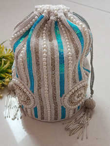 Bolso de boda de lujo brillante para mujer, pochette de noche con perlas bordadas - Product Image 4