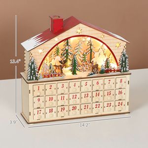 Casetta Calendario dell'Avvento in Legno con 24 Cassetti LED Conto alla Rovescia e Luci a Batteria per Decorazioni Natalizie - Product Image 3