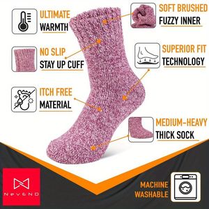 Calcetines Térmicos de Lana para Mujer, 6 Pares en Rosa, Gris y Azul, Tallas EU 9-11, Resistentes, Cálidos para Invierno, 2.4 Tog BS4745, Multicolor - Product Image 2