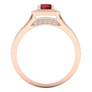 REYES Luxury 14K Solid Gold Round Cut 0.4 Carat Garnet Gemstone Halo <b>Ring</b> GRA Certified Moissanite Engagement <b>Rings</b> For Her - Product Image 4