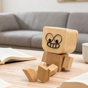 Estatua de Robot de Madera Hecha a Mano, Decoración Creativa Minimalista para Escritorio y Hogar, Adorno de Escritorio, Decoración para Estante, Decoración para Tablero, Regalo - Product Image 2