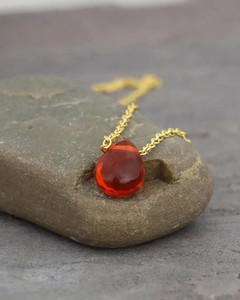 Collier en cornaline en forme de larme, chaîne plaquée or 18 carats, pendentif en pierre précieuse fait main, bijou en cristal naturel de guérison, cadeau pour femme - Product Image 4