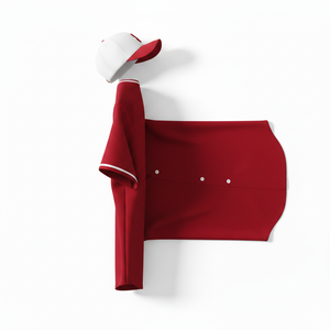 Unisex Red <b>Baseball</b> Jersey Short Sleeve Solid Color Polyester Button Closure Regular Fit Adults All Seasons Apparel - Product Image 4