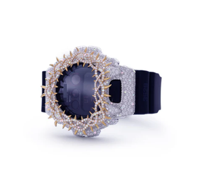 Reloj Digital de Lujo con Bisel de Diamantes, Púas Doradas, Correa de Silicona, Esfera de Zafiro de 42 mm, Unisex - Product Image 2