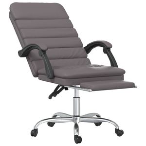 Chaise de bureau en similicuir gris avec fonction massage, grande construction en contreplaqué et métal - Product Image 6