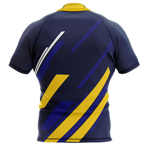 Camiseta de Rugby Corta Personalizada con Etiqueta Privada, Transpirable, 100% Poliéster, Color Sólido, Servicio OEM/ODM, Transferencia Térmica Profesional - Product Image 3