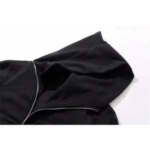 Sweat à capuche en molleton noir pour homme, logo brodé, style streetwear, vêtement d'hiver, coupe classique, manches classiques, 100% molleton - Product Image 5