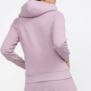 Sudadera con capucha lisa para mujer, de manga larga, novedades, informal, con bolsillos, transpirable, de algodón tejido, color rosa claro, para otoño - Product Image 3