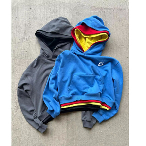 เสื้อฮู้ดดี้โอเวอร์ไซส์ผ้าฝ้ายเฟรนช์เทอร์รี่หนานุ่ม 100% พิมพ์โลโก้ตามสั่ง แบบสามชั้น แฟชั่นใหม่ เสื้อฮู้ดดี้ผู้ชายแบบสวมหัว สามชั้น - Product Image 1