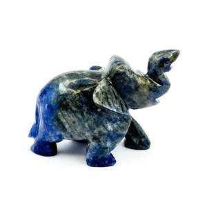 Chakralume Sodalite <b>Elephant</b> Hand Carved Natural Gemstone Figurine Intuition Clarity Feng Shui Decor Wholesale - Product Image 1