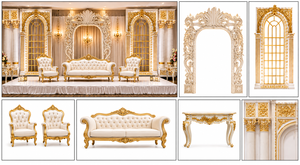 Royal White & Gold Victorian <b>Wedding</b> Stage for Luxury Events Luxury Fiber <b>Frames</b> Panel for Stage Decor Royal Hand Carved <b>Frames</b> - Product Image 6