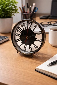 Reloj de Escritorio Circular de Metal Más Vendido, Movimiento de Cuarzo, Funciona con Batería, Diseño Tradicional, Función de Alarma Silenciosa - Product Image 6