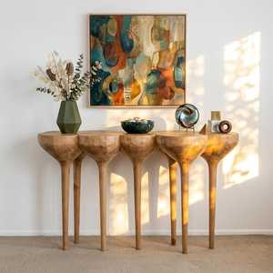 Table console unique, sculpture artisanale en bois, table d'appoint étroite pour entrée ou couloir, table d'appoint décorative pour la maison - Product Image 2