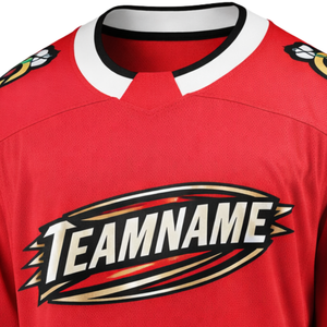 Camiseta de Hockey sobre Hielo Roja de Manga Larga, Uniforme Profesional de Equipo, Transpirable, para Práctica Deportiva, Ropa Deportiva para Adultos, 100% - Product Image 5