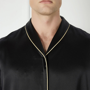 ชุดนอนผ้าซาตินไหมหรูหราพิเศษ เนื้อนุ่ม 100% คุณภาพสูง ชุดนอนขาสั้นสำหรับผู้ชาย 2 ชิ้น ราคาพิเศษสำหรับฤดูหนาว - Product Image 4