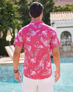 เสื้อเชิ้ตชายแขนสั้นน้ำหนักเบา พิมพ์ลายทรอปิคอล สไตล์ลำลอง ติดกระดุม เหมาะสำหรับวันหยุดฤดูร้อน สีสันสดใส เสื้อชายหาด เสื้อว่ายน้ำชาย - Product Image 6