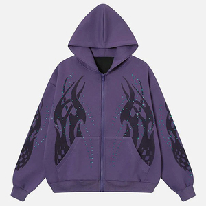 Sudadera con Capucha para Hombre, 430GSM, con Logotipo Serigrafiado, 100% Algodón, Estilo Vintage, Lavado Ácido, con Pedrería - Product Image 1