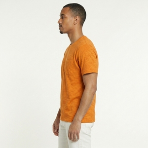 T-shirt décontracté pour homme à col rond, coupe droite, épaules tombantes, 100 % coton 220 g, couleur unie, lourd, écologique et respirant - Product Image 3