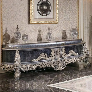 Mueble de TV de Madera de Caoba Sólida Clásico de Lujo, Estilo Europeo, Hecho a Mano, Muebles para Sala de Estar de Apartamento, Indonesia - Product Image 4