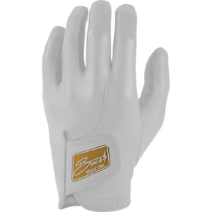 Gant de golf Bruce's White en cuir véritable, main droite, antidérapant, à enfiler, unisexe, Texas USA - Product Image 1