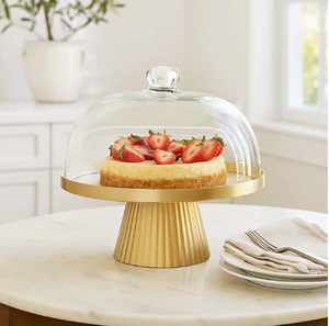 Elegant six-piece golden cake stand set features unique versatile pedestals and sturdy <b>risers</b>. available at wholesale prices. - Product Image 4