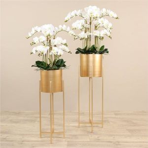 Wholesale Modern Luxury Metal Floor Standing Planter <b>Pot</b> with <b>Tall</b> Gold Stand Set - Minimalist Indoor Flower <b>Plant</b> Holder Decor - Product Image 2