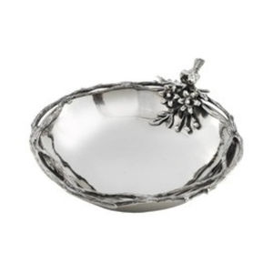 Bol de service et de rangement pour aliments et sucreries en verre transparent texturé martelé, de forme ronde, avec base en métal plaqué or, provenant d'Inde - Product Image 5