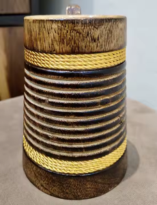Mug à bière en bois d'acacia brun clair, mug à café en bois personnalisé, vaisselle, tasse à café - Product Image 5