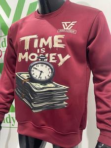 Sudadera Moderna Flexwear para Hombre, Cuello Redondo, Color Granate, Estampado Time Is Money, Estilo Casual, Corte Regular, para Otoño - Product Image 2
