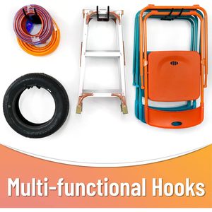 HUHOLE Lot de 4 crochets muraux robustes noirs pour garage, solutions de rangement en métal durables - Product Image 6