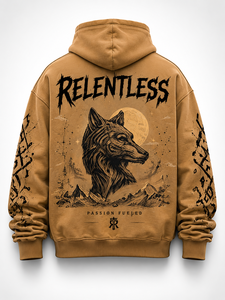 Sweat-shirt à capuche surdimensionné personnalisé avec motif loup brun, streetwear, unisexe, OEM ODM - Product Image 2