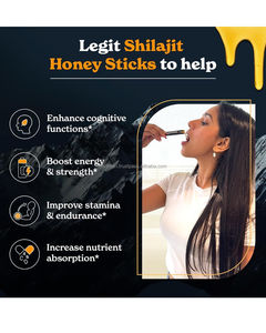 Wholesale <b>Shilajit</b> Honey Sticks GMP Certified <b>Natural</b> Energy Immunity Support Focus Wellness Benefits Handy Bottle Packaging - Product Image 2