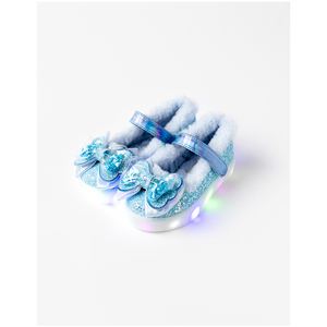 Zapatos OZKIZ Coreanos para Niñas de 2 a 7 Años, Azul Claro con Brillantina, Estilo Slip-on, Invierno, Venta al Por Mayor, Moda Infantil - Product Image 1