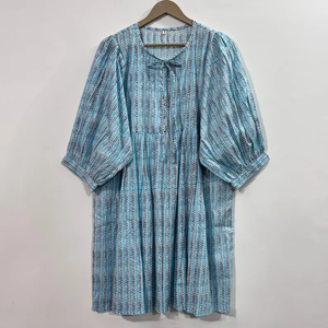 Vestido Midi Informal de Mujer, Tejido 100% Algodón, Liso, Manga Corta, Cintura Imperio, Estilo Babydoll, Cuello en V, Holgado, para Uso Diario en Todas las Estaciones - Product Image 4