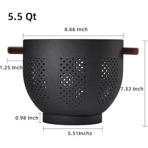 Stable Base Powder Coated Steel Kitchen <b>Strainer</b> Basket Metal <b>Colander</b> with Wood Handle for Draining Pasta & Vegetables - Product Image 2