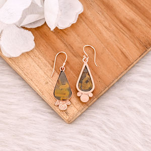 Pendientes de moda al por mayor con gemas de jaspe frutal, chapados en oro rosa, hechos a mano, joyería de diseño, regalo para ella - Product Image 4