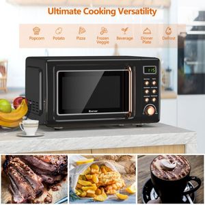 Horno Microondas Retro de Encimera de 700W con 5 Niveles de Potencia y Función de Cocción Automática - Product Image 5